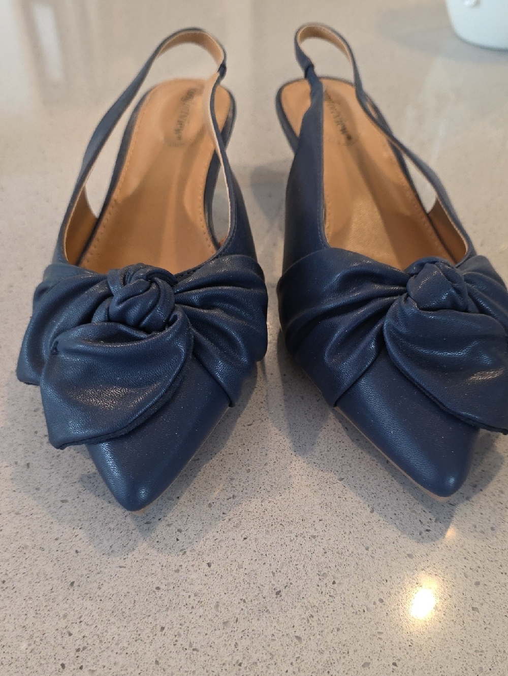 Comfortview Navy Knot-Front Slingback Heels - Women